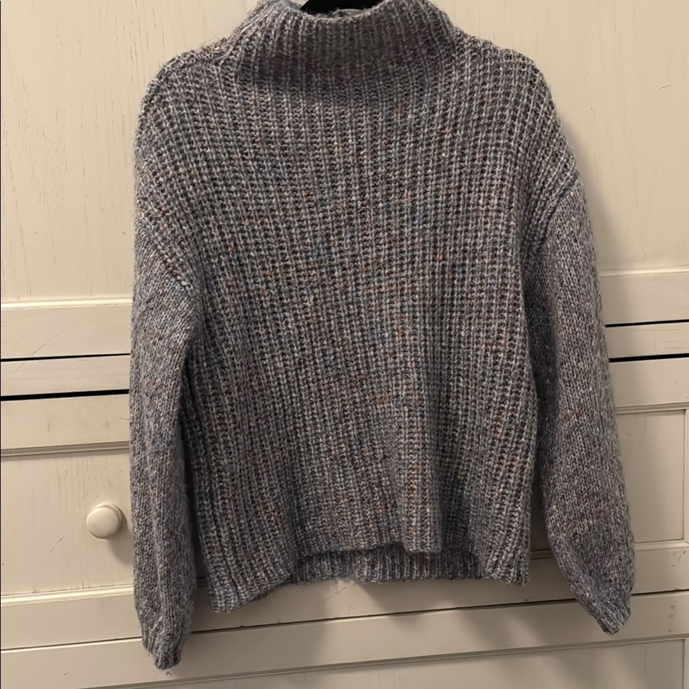 Chunky Gray Cowl Turtleneck Sweater